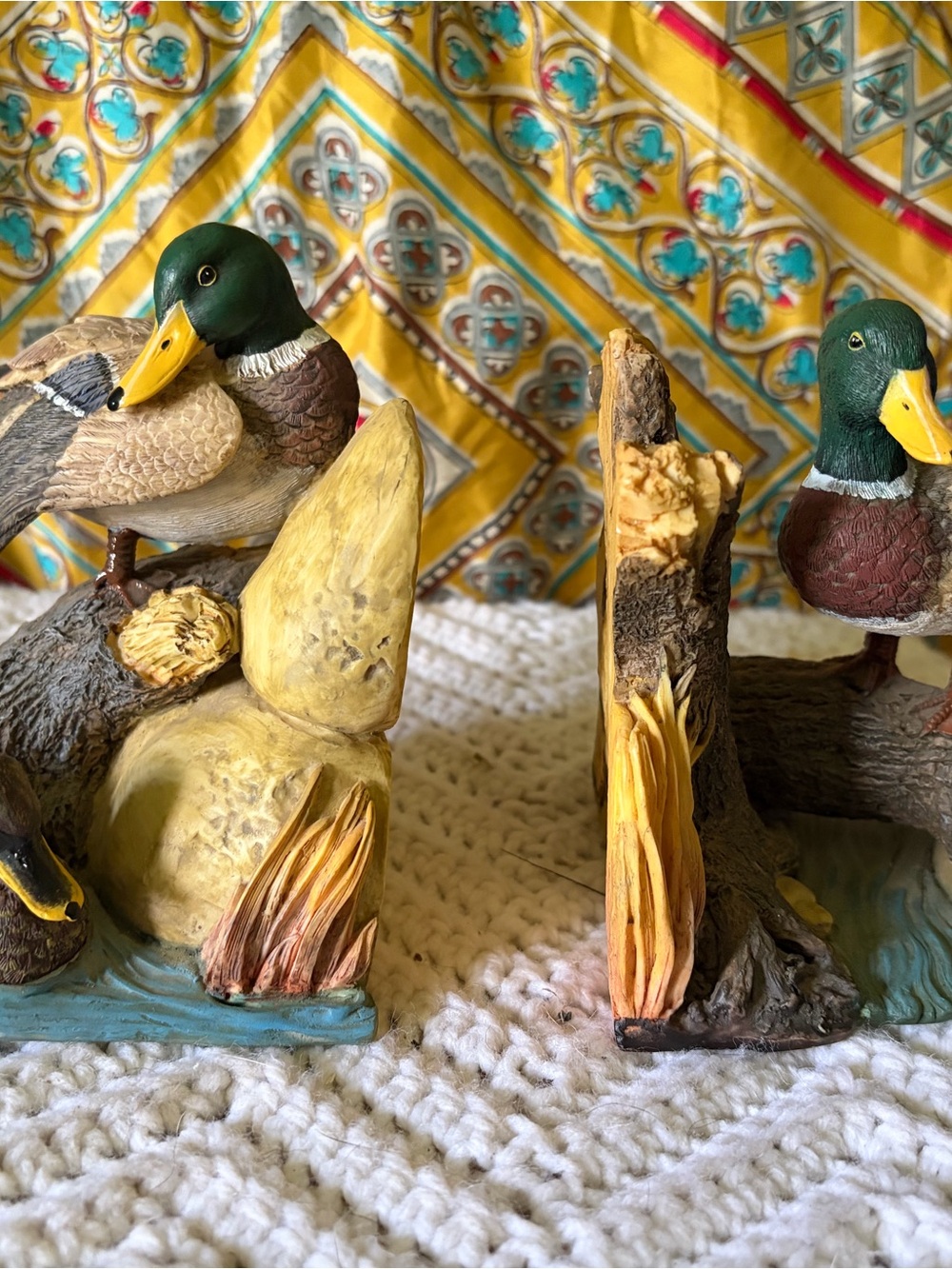 Decorative Mallard Duck Booked Set in Green, Brown, Yellow